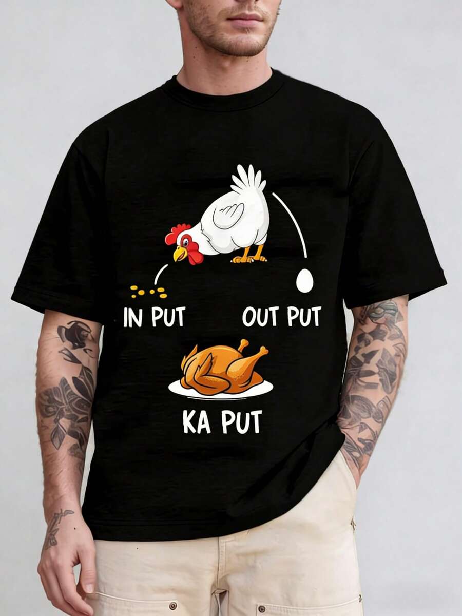 Funny Summer T-Shirt For Chicken Breeders - Featuring Chicken Dancing And Poultry Cramps, Along With Sign Jokes And Chicken Nuggets - Short Sleeve T-Shirt, Suitable For Farm Visits, BBQ Parties, Casual Wear, Unisex And A Collectible T-Shirt, Loose And Comfortable For Summer. - Back - View 1
