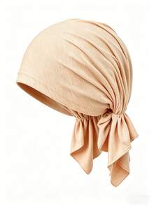 CONFLASS 2/1pc Women's Solid Color Triangle Pre-Tied Headscarf, Soft Comfortable Skin-Friendly Elastic Chemotherapy Hat, Breathable Headscarf, Suitable For Hair Loss Cancer Patients, With Lining Muslim Sleep Cap - Multicolor - View 7
