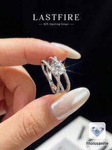 1 chiếc nhẫn Moissanite Tình Yêu Vĩnh Cửu 1.0 Carat: Món quà thanh lịch và tinh tế bằng bạc Sterling 925 dành cho lễ đính hôn/cưới/sinh nhật, kỷ niệm cùng bạn thân; Trang sức cưới cô dâu - Nhẫn Moissanite - 1 carat - Xem 1