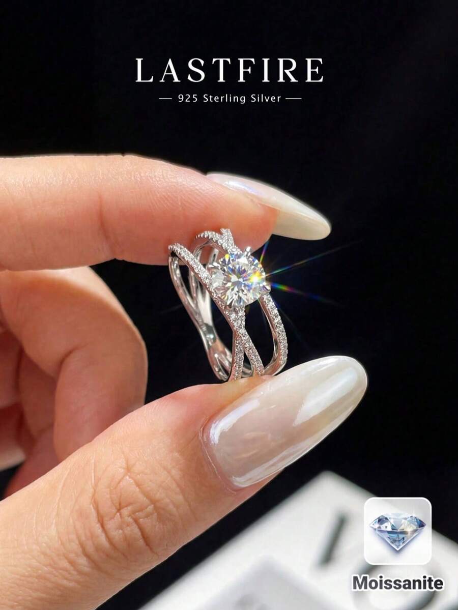 1 chiếc nhẫn Moissanite Tình Yêu Vĩnh Cửu 1.0 Carat: Món quà thanh lịch và tinh tế bằng bạc Sterling 925 dành cho lễ đính hôn/cưới/sinh nhật, kỷ niệm cùng bạn thân; Trang sức cưới cô dâu - Nhẫn Moissanite - 1 carat - Xem 1