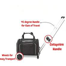 Trasportino Premium Espandibile per Animali Domestici con Ruote, Approvato dalle Compagnie Aeree - Trasportino Espandibile su Due Lati - Progettato per Cani e Gatti - Trasportino Extra Spazioso con Rivestimento Morbido! Grigio - nero - Visualizzare 3