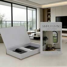1 Set Of 2 Decorative Books, Open-Style Hidden Storage Box - Flip-Top Faux Books - Paper Storage Box, Suitable For Coffee Table, Bookshelf Or Fireplace Mantel, For Photo, Memorabilia And Remote Control Storage - Beige-white - View 6