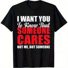 Men's T-Shirt Made Of 180 G/M² Pure Cotton With Funny Phrases, Striking Red And White Text Graphic, Soft Round Neck, Heavy And Comfortable Fabric, Casual And Distinctive Style. - 黑色 - 查看 1