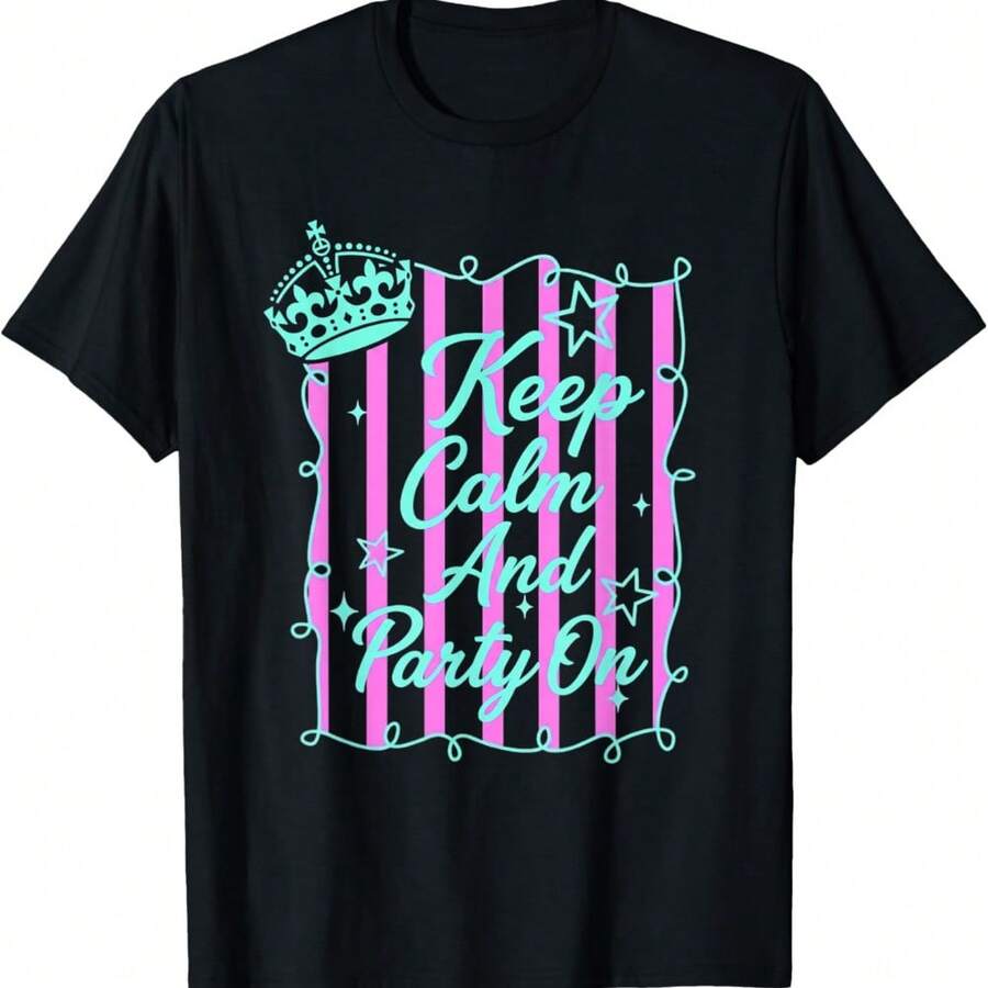 Keep Calm And Party On T-Shirt - Black - View 1