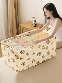 Foldable Fabric Cute Bear Steel Frame Storage Box, Drawer Style Organizer, Suitable For Wardrobe, Home Clothing Storage, Essential For Travel - Multicolor - View 6