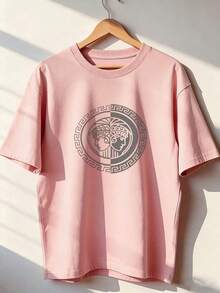 Short-Sleeve T-Shirt With Classic Gray Print, A  Short-Sleeve T-Shirt For Spring And Summer 2026, Made In Mexico, 180 Grams. Cartoon Print, Couple Design, Suitable For Indoor Or Outdoor Wear. Crew Neck, Unisex, Ideal For The Office And Leisure. One-Pack. - PK-P631577SLNDXZGY414 - 查看 3