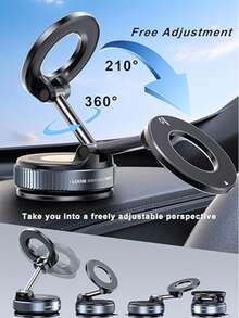 Giá đỡ điện thoại từ tính cho ô tô mới, giá đỡ từ tính xoay 360°, giá đỡ điện thoại hợp kim nhôm với cốc hút chân không. - Giá đỡ điện thoại từ tính cho xe hơi (Màu đen) - Xem 2
