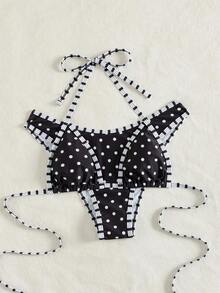 Set de 2 bikinis sexy y de moda en negro y blanco para mujer, ropa de playa de verano para vacaciones - Negro - Ver 4