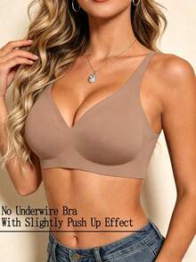 女款無縫聚攏胸罩隱形內衣可拆式墊片Bralette NudeFit內衣內著休閒舒適提拉無鋼圈內衣基礎款 - 咖啡棕 - 查看 8