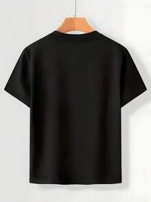Men's Crew Neck T-Shirt, Casual And Fashionable, With Basketball Player Dribbling Silhouette With Flames, "Best Ever" Letter Print, Men's Fashion, For Adult Men - 黑色 - 查看 2