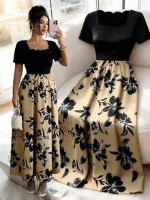 Vestido maxi elegante, exquisito y lujoso de mujer para la primavera/verano 2026 - Caqui - Ver 1