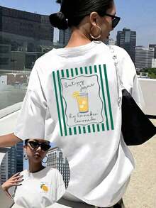 Vintage T-Shirts, 'Jesus Lemonade' T-Shirt, But My Jesus Is Making Lemonade, Women's Graphic T-Shirt, Casual Crew Neck Short Sleeve T-Shirt, Simple Style Graphic Print Sweatshirt - 白色 - 查看 8