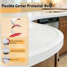 1 Peça Protetor de Canto Plástico Branco Autoadesivo de 4cm x 2m, Protetor de Borda de Porta, Tampo de Mesa e Móveis em PVC, Instalação Sem Cola - A - Visão 6