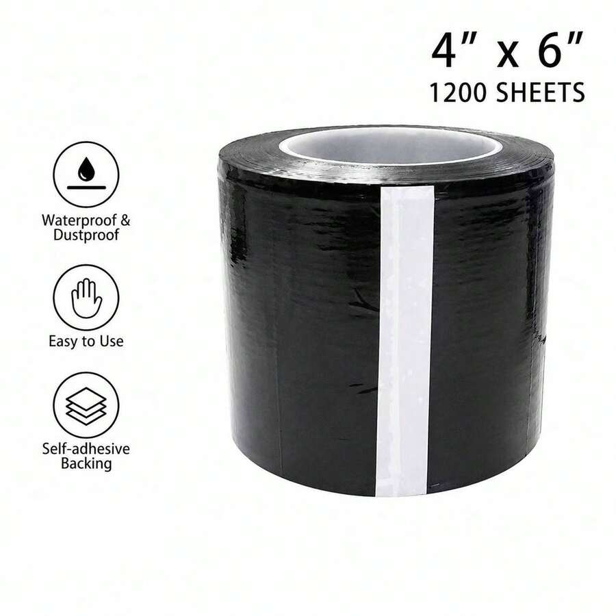 1 Hộp 1200 miếng màng chắn hình xăm màu đen 4"x6", màng chắn nha khoa bằng nhựa thích hợp cho phòng khám nha khoa và xăm hình. - Xem 1