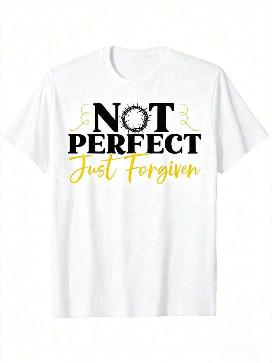 Not Perfect, Just Forgiven - Christian Pastor Religious T-Shirt - White - View 1