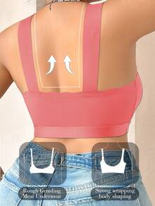 Plus Size Comfortable Wireless Front Closure Bra - Coral Orange - View 4
