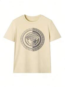 Camiseta de Manga Corta con Estampado Clásico en Gris,Camiseta de manga corta de moda para primavera y verano de 2026, hecha en México, 180 gramos. Estampado de dibujos animados, modelo de pareja, apta para uso interior o exterior. Cuello redondo, unisex, ideal para oficina y ocio. Paquete de una pieza. - APR-P631577SLNDXZGY414 - Ver 3