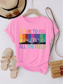Camiseta Casual de Manga Corta para Mujer, 100% Algodón, con Cuello Redondo, Estampado y Texto de .Camiseta de manga corta 100% algodón con cuello redondo para mujer, estilo deportivo, primavera/verano.Camiseta casual de manga corta y cuello redondo.Camiseta de manga corta  Journey Pure. - Negro - Ver 6
