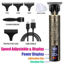 Cortadora de pelo tallada, Máquina para cortar cabello profesional, peluquero, cortadora de pelo recargable, cortadora de pelo de Metal para hombres - 068-Dragón - Ver 3