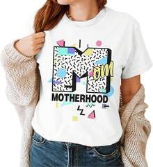 Mom T-Shirt - Mother Shirts - Mommy T Shirts - Gifts for Mom on Mother's Day ,Premium Soft Pure Cotton Short Sleeve Top, Casual Relaxed Fit Fashion Piece For Young Female Women, Ideal For Street Fashion School Daily Beach Travel Outdoor Dating Simple Casual ClothesRopa De Mujer / Ropa De Mujer De Uso Diario / Blusas, Camisas Y Camisetas De Mujer / Camisetas De Mujer Ropa Deportiva Basicos Mujer Short Playeras Para Hombre - Blanco - Ver 1