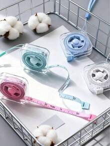 2m/6ft Cinta métrica retráctil suave con cordón colgante y botón, escala doble cara CM/Pulgada con clip de bloqueo, medición corporal de cintura y busto, regla portátil DIY de costura (Multicolor) - A - Ver 2