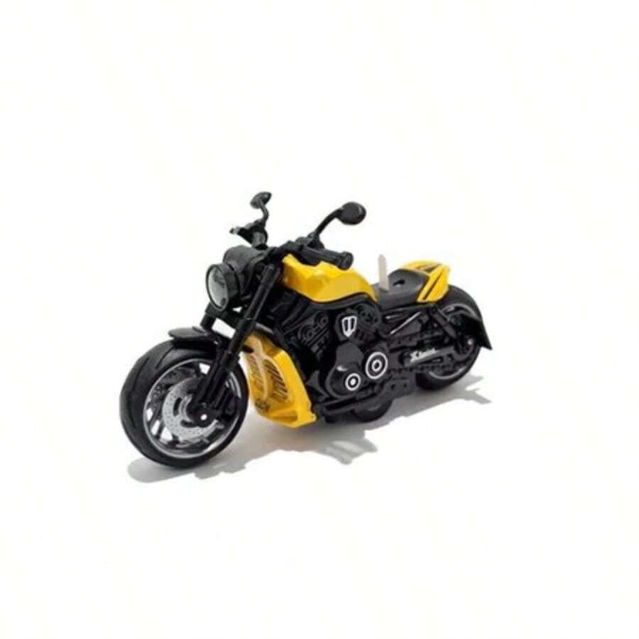 Miniature Diecast Motorcycle Toy For Children And Collectors With Sound, Light, And Friction - 08 Powerful Yellow - View 1