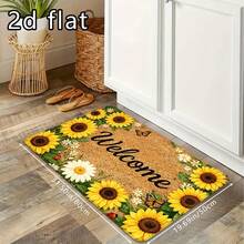 1pc/2pcs/3pcs Stylish Floor Mat With Sunflower And Butterfly Prints. It Is Sturdy, Stain Resistant And Machine Washable. Perfect Indoor Decor For Multiple Rooms, Pet Spaces As Well As Spring, Summer And Festival Scenes - Multicolor - View 10