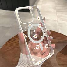 Funda para teléfono - Una elegante funda magnética con diseño de margaritas blancas en colores macaron compatible con varios modelos de incluyendo losás recientes - Gris Claro - Ver 4