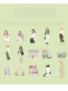 30 peças/Pacote Adesivos Decorativos de Personagem Retrô Feminino em PET à Prova d'Água para Junk Journal, Scrapbooking e Artesanato, 15 Designs de Padrão - multicolorido - Visão 14