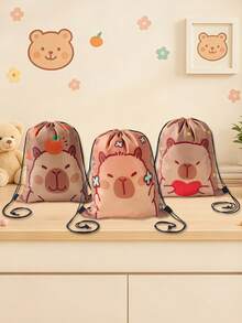 6入水豚抽繩袋 束口小袋 禮品包裝用品 生日派對用品 生日禮物 派對伴手禮 零食收納袋 糖果袋 派對填充袋 嬰兒派對裝飾 1歲生日 居家生日裝飾 - 卡皮巴拉 - 查看 11