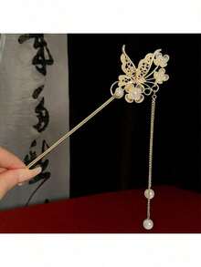 Chinese Style Cute Ancient Style Tassel Hair Stick For Women, High-End Hanfu Hair Ornament, Gift Hair Pin – High-End Design, Minimalist And Unique, Alloy Material, Easy To Use, Beautiful Gift - Hairpin - View 11
