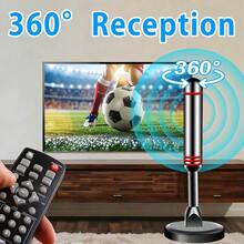 TV Antenna For Smart TV Indoor, 2024 Newest Antenna With Strong Magnetic Base, 360°&Long Range Reception TV Antenna For Local Channels, Easy Setup Antenna For TV Without Cable (Black+Red) - Black+Red - View 3
