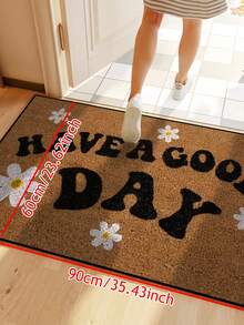 1pc "Have A Beautiful Day" Daisy Print Doormat, Non-Slip Dirt-Resistant Entryway Carpet, Water-Absorbent Low-Pile Indoor/Outdoor Mat, Cute Floral Welcome Rug For Porch/Kitchen/Bathroom, Farmhouse Home Decor - 1PC - View 3