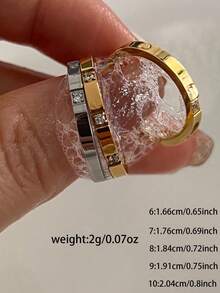 VJS 3pcs 18K Gold Plated Cubic Zirconia Square Rings, 3 Colors Available, Exquisite & Versatile, Suitable For Daily Wear & Holiday Gifts - Multicolor - View 10