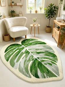 1 pieza Alfombra de baño suave, absorbente y esponjosa con patrón de hojas blancas y verdes, adecuada para la decoración del hogar, la entrada y la protección interior, alfombra de baño, felpudo, alfombra pequeña, alfombra, decoración del hogar, alfombra de área pequeña, alfombra de exterior, decoración del hogar, alfombra de área, alfombra de dormitorio, alfombra lavable - Multicolor - Ver 5