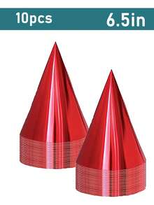 6pcs/10pcs Colorful Birthday Party Cone Hats, Adult Metallic Foil Cone Headpieces, Adult Birthday Party Cone Hats, 6 Color Set (Metallic Blue/Green/Gold/Silver/Pink/Red) - Multicolor - View 20
