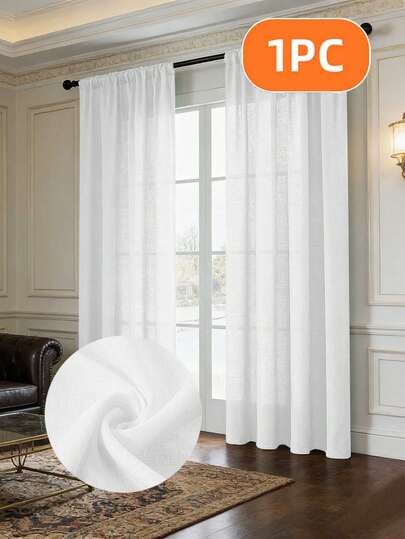 1pc/2pcs Linen Look Sheer Curtains Faux Linen Textured Semi Sheer Window Curtain Panels For Living Room Bedroom,Faux Linen Sheer Curtains Light Filtering Textured Linen Blended Curtain Drapes For Home Decor,Modern Faux Linen Textured Sheer Curtains Window Drapes For Living Room Bedroom Home Decoration