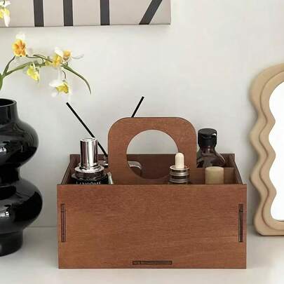 Hộp đựng mỹ phẩm bằng gỗ có nhiều ngăn, hộp đựng đồ dùng cá nhân di động để bàn, dùng để đựng điều khiển từ xa, điện thoại và các vật dụng linh tinh.