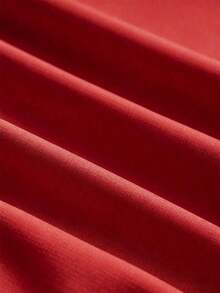 Vestido sin mangas de color albaricoque con cuello redondo, ribete negro y cinturón, de estilo minimalista y versátil, para primavera/verano - Rojo - Ver 5