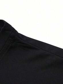 Quality Guaranteed 180g Pure Cotton Loose Crew Neck Tee, Tito's Handmade Vodka "Austin Texas" Badge Graphic, Classic Black, Summer Casual Wear - màu đen - Xem 4