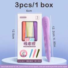 3支装无尘铅笔形橡皮擦 - 美观文具清洁湿巾，精准橡皮擦，适用于办公桌、绘画、教师及家庭办公用品 - 彩色 - 查看 8