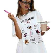 Camiseta de manga corta 100% algodón, de diseño exclusivo, moderno y elegante, estilo americano de gran tamaño. - Blanco - Ver 6