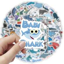 100pcs Waterproof Cute Small Shark Series Graffiti Stickers For Guitar, Skateboard, Phone Case, Laptop, Motorcycle, Car Helmet, Bicycle, Creative DIY Decorative Stickers, New Year's Gift - 1 Set - View 2