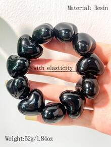Gothic Black Rose Wide Bracelet, Vintage Silver Line Wrapped Exaggerated Bangle, Women Punk Style Accessory - Multicolor a - View 2