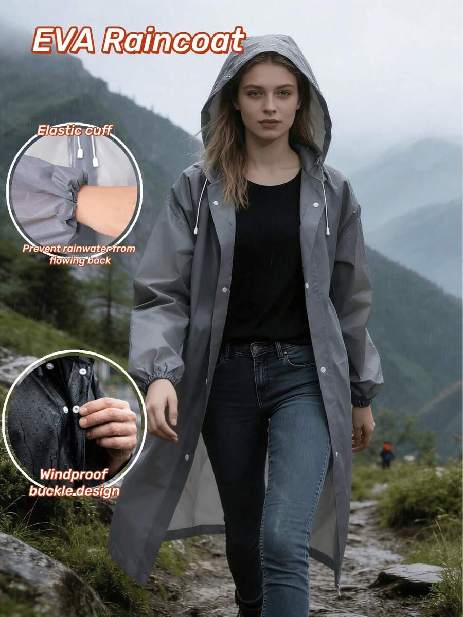 1 buah Jas Hujan Dewasa Unisex, Ponco Hujan Seluruh Tubuh, Tahan Air, Tahan Angin, Reflektif, Berkerudung, Portabel, Cocok Untuk Perjalanan, Bersepeda di Luar Ruangan, Mendaki - Model Panjang Dewasa, Abu-abu/Putih, Menutupi Seluruh Tubuh, Cocok Untuk Mengendarai Sepeda Motor, Aktivitas Luar Ruangan dan Penggunaan Sehari-hari, Ponco Hujan Tahan Air