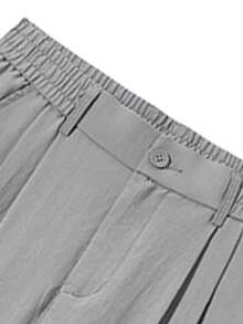 Manfinity Men Linen Ice Silk Long Pants Unisex All-Season Thin Suit Trousers Casual Fashion Streetwear - Grey - View 5