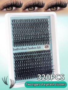 Bộ nối mi 320 sợi, độ cong D 30D+40D/50D+60D/80D+100D, mi giả tổng hợp lông chồn - Bộ mi giả D xoăn tự nhiên, từng sợi riêng lẻ, tự làm mi nối - Có thể tái sử dụng, nhẹ và dễ đeo. - Xem 15