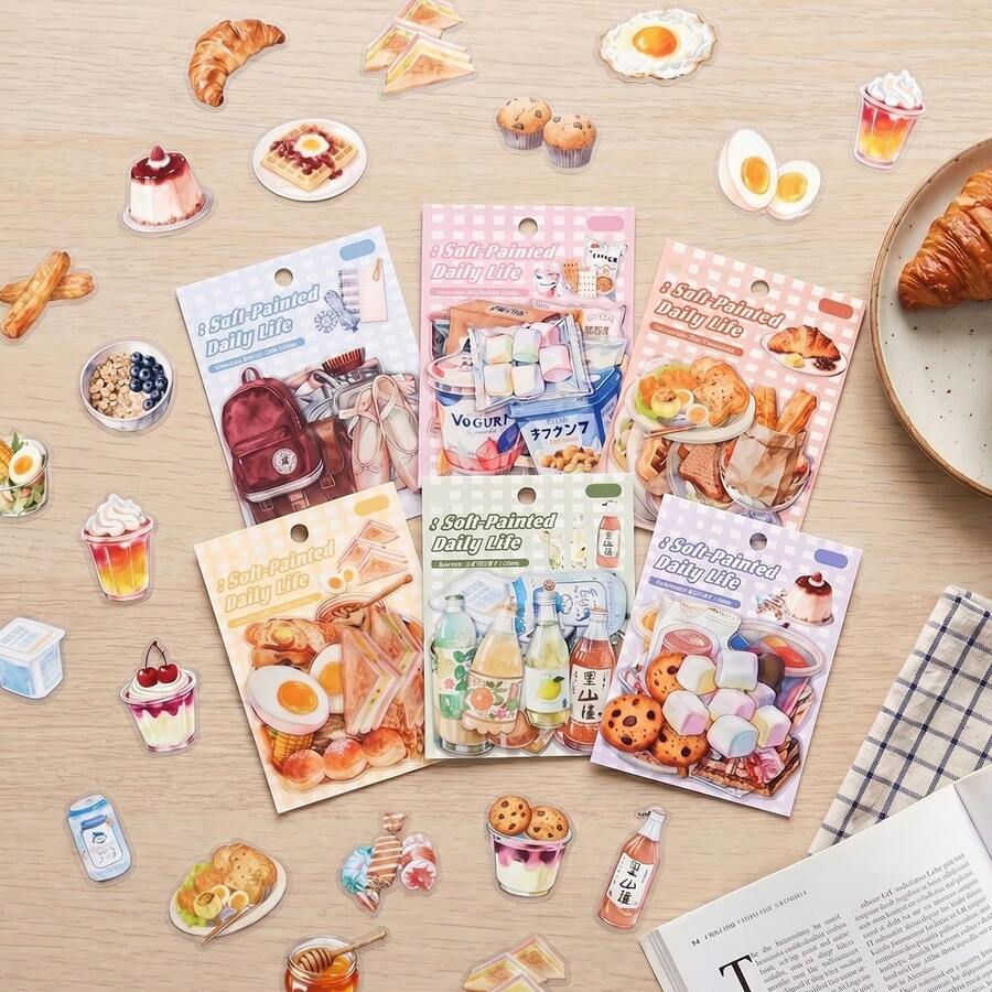 20pcs PET Diary Collage Sticker Hand Account Sticker DIY Collage Supplies Creative Decor Scrapbooking Material Aesthetics Stickers - Stickers - View 1
