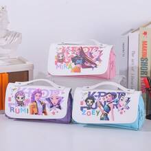 名创优品 K-Pop 女孩铅笔盒，大容量卡通人物文具包，带提手，学生便携式笔袋，动漫卡通设计，适合学校和办公室使用，生日、圣诞节、开学季送给家人和朋友的完美礼物 - 多色 - 查看 4