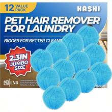 HASHI 12 Pack Pet Hair Remover Laundry, 2.3 Inch Sky Blue Washing And Dryer Balls, Reusable Dog And Fur Catcher, Gentle On Fabrics Lint Remover Bedding And Towels - 天藍色 - 查看 1